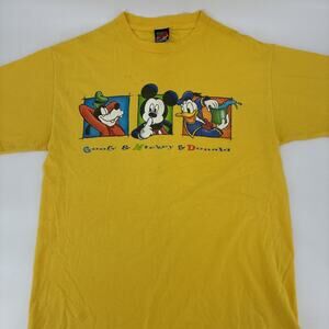 Vintage Mickey Unlimited Shirt Men Medium Yellow Goofy Donald Duck Jerry Leigh